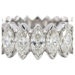 Platinum Palladium 4.80 Carat Marquise Diamond Eternity Band Ring
