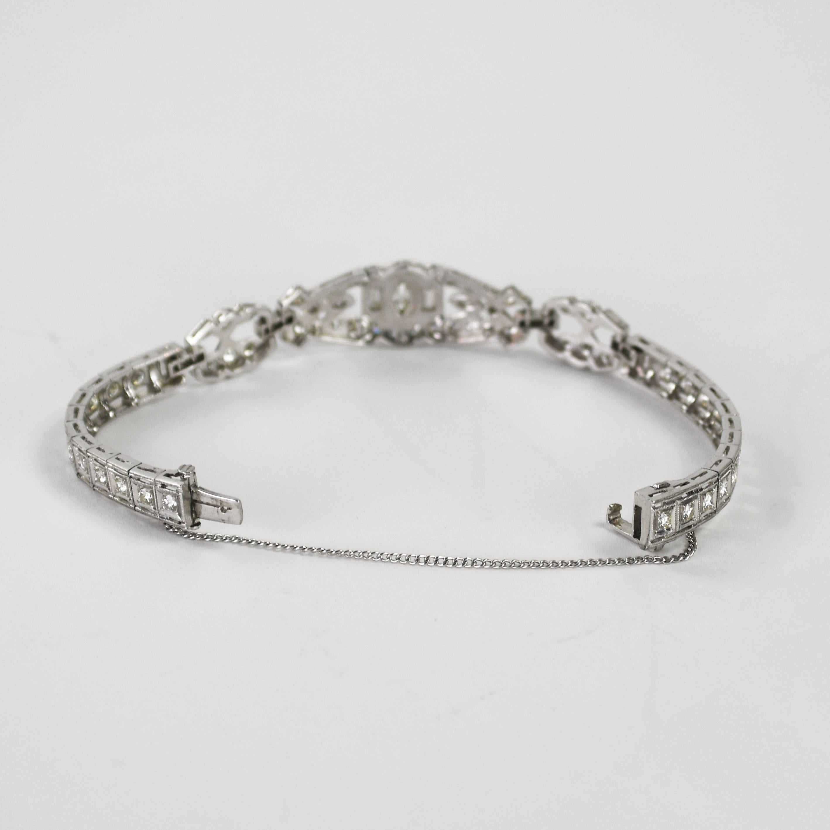 Bracelet Art Déco en platine et palladium avec diamants 3.00ct Unisexe en vente
