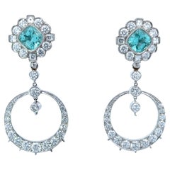 Platinum Paraiba & Diamond Earrings 