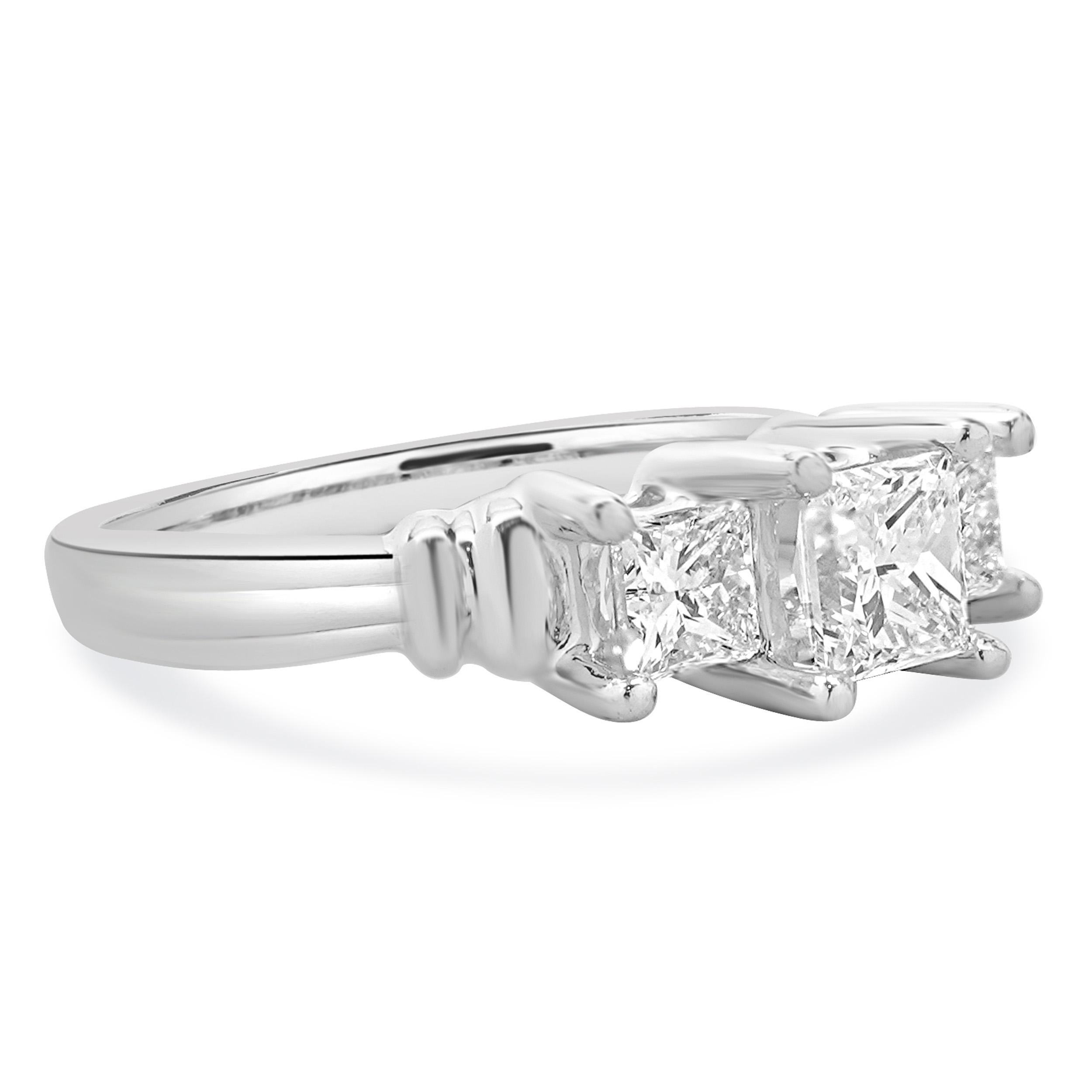 Princess Cut Platinum Past, Present, Future Diamond Engagement Ring