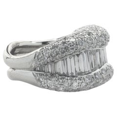 Platinum Pave Diamond and Baguette Cut Cigar Band