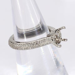 Platinum Pavé Diamond Eternity Engagement Ring Mounting for ~1ct Round - Size 5