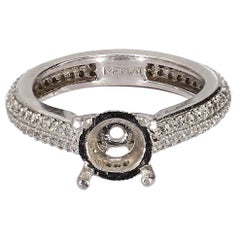 Platinum Pavé Diamond Eternity Engagement Ring Mounting for ~1ct Round - Size 5
