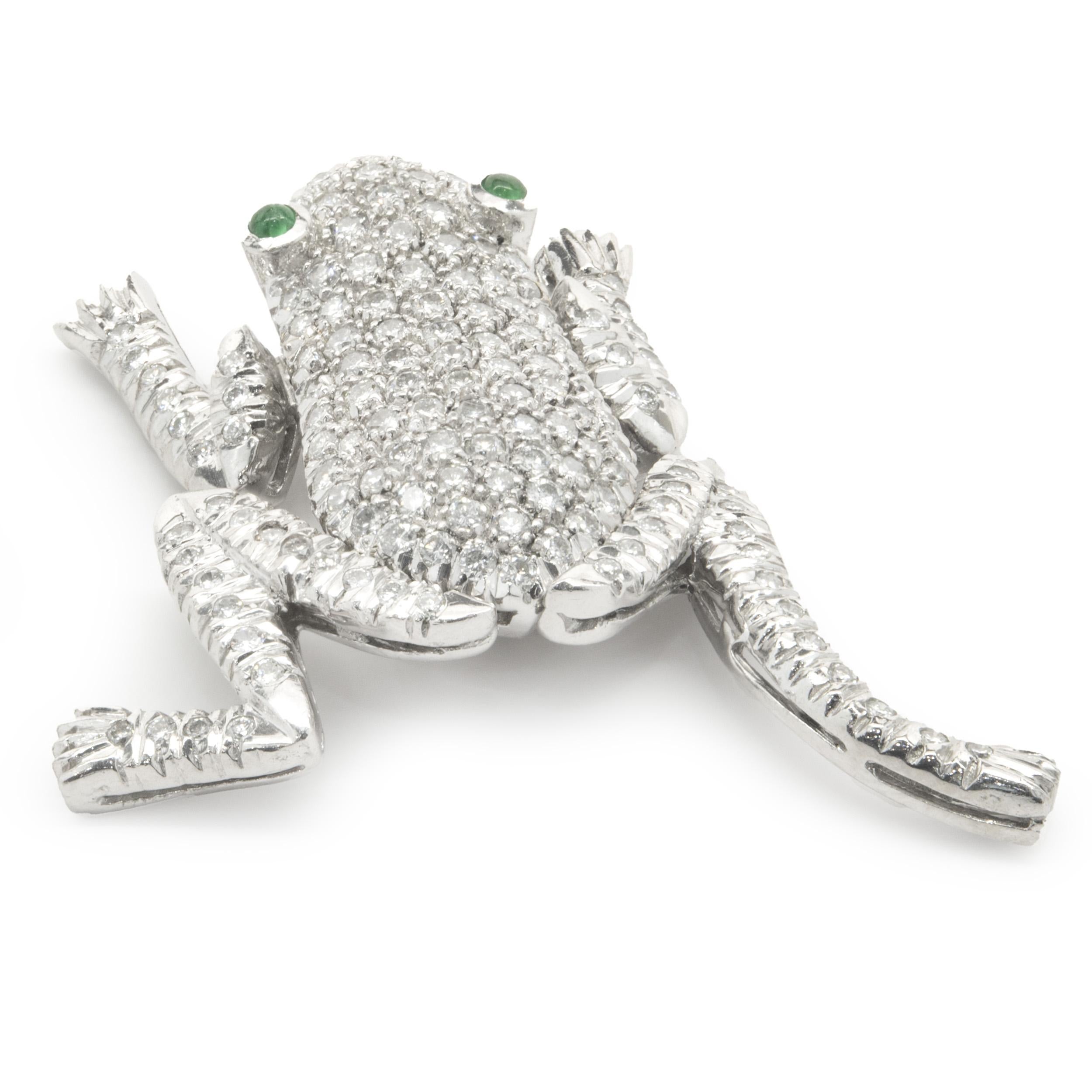 Round Cut Platinum Pave Diamond Frog Pin For Sale