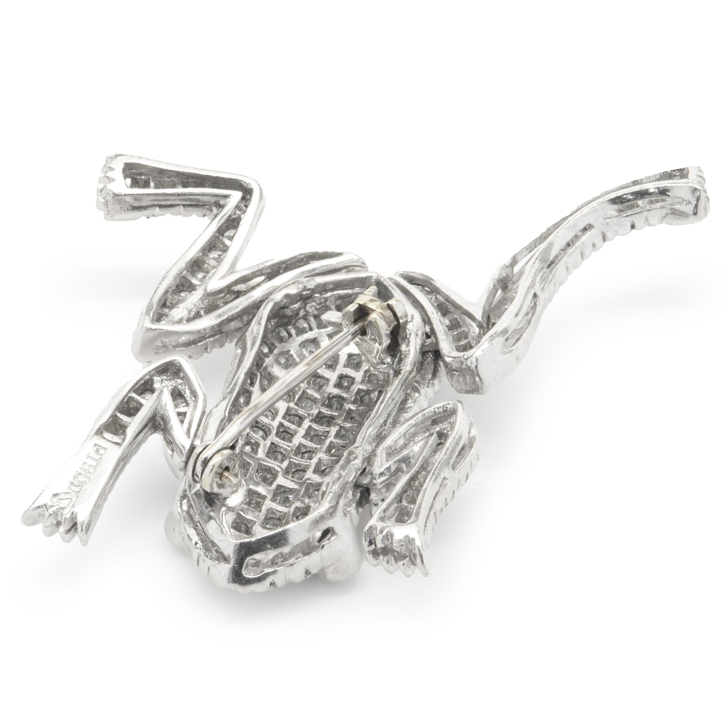 Platinum Pave Diamond Frog Pin In Excellent Condition In Scottsdale, AZ
