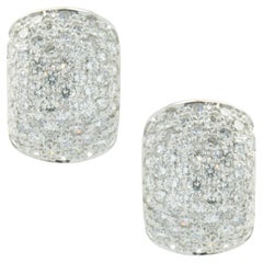 Platinum Pave Diamond Huggie Hoop Earrings