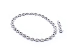 Platinum Pave Diamond Oval Link Necklace with Extender