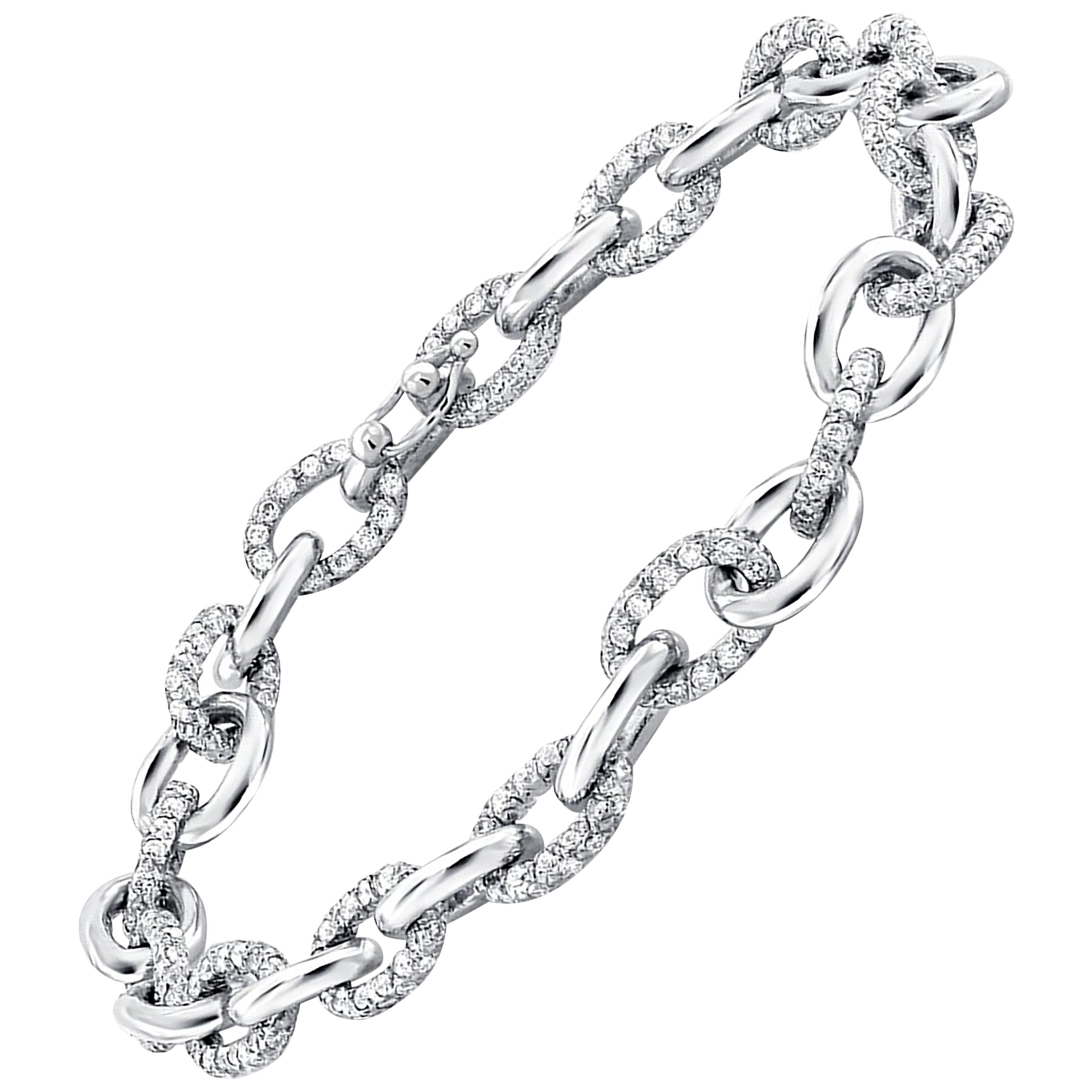 Platinum Pave Set Diamond Link Bracelet Diamonds Weighing 12.55 Carat
