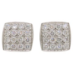 Platinum Pavé Set Diamond Square Stud Earrings