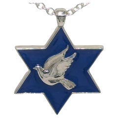 Platinum Peace Dove Star of David Pendant