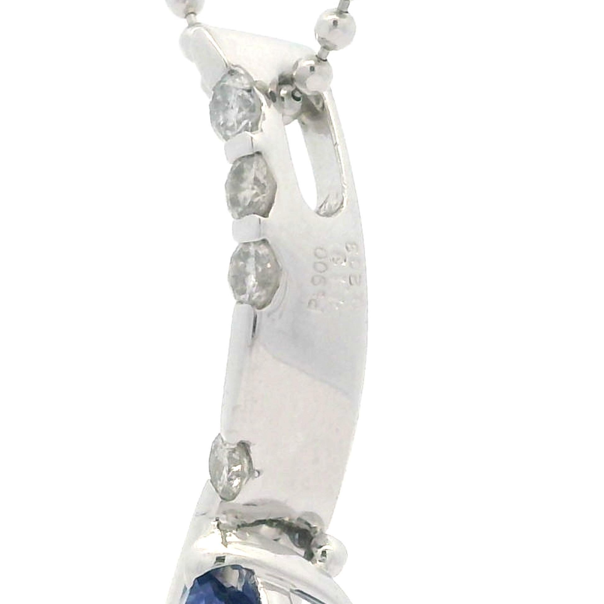 Taglio a goccia Platino Pear 4.33c Tanzanite Diamond Tear Drop Pendant Bead Ball Chain Necklace in vendita