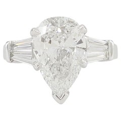 Platinum Pear Brilliant Shaped & Tapered Baguette Cut Diamond Engagement Ring