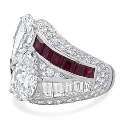 Platin Birnschliff Diamant und Rubin Bypass Zigarrenband