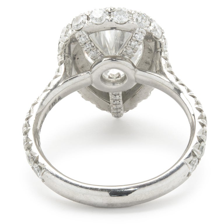 Platinum Pear Cut Diamond Engagement Ring For Sale at 1stDibs