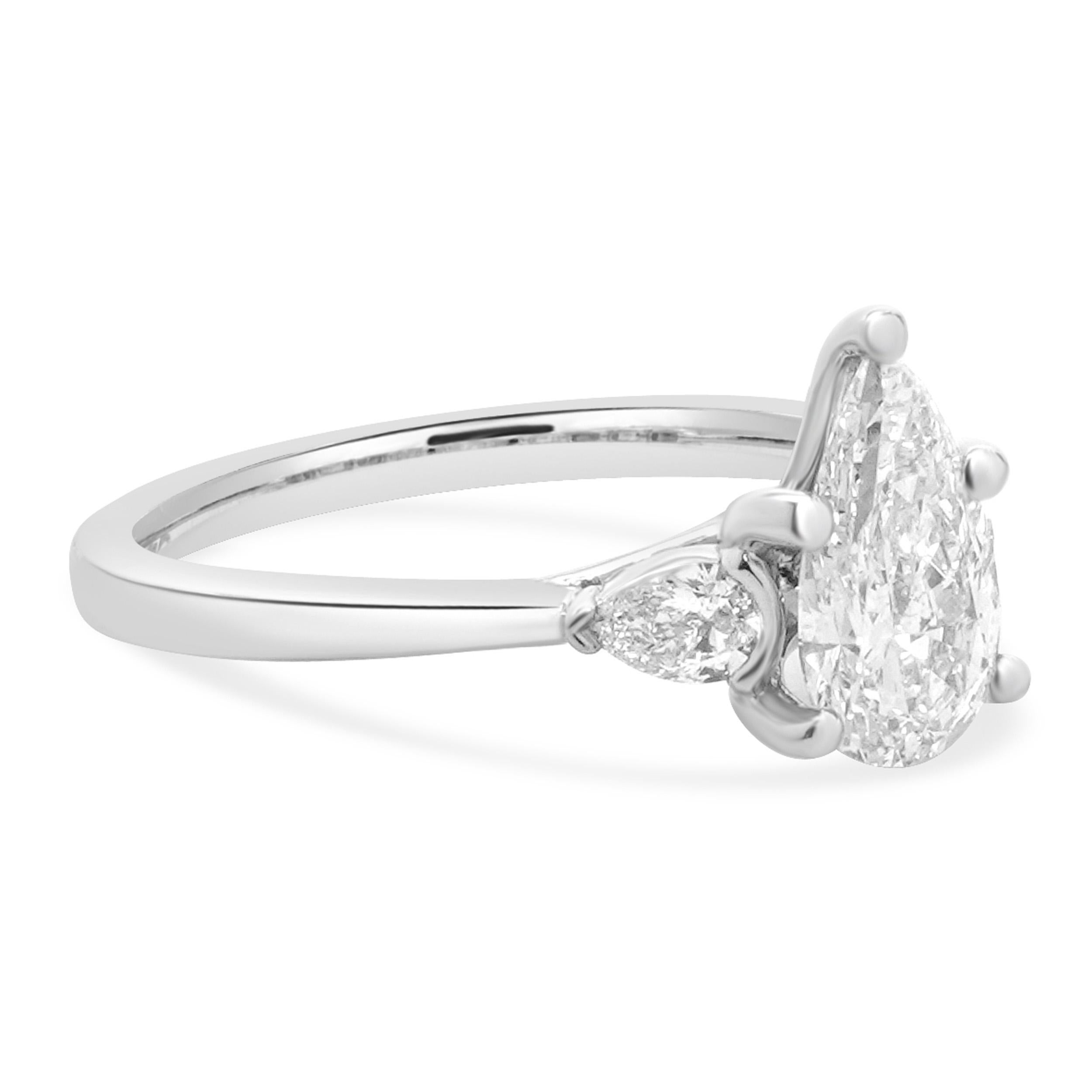 Platinum Pear Cut Diamond Engagement Ring In Excellent Condition For Sale In Scottsdale, AZ