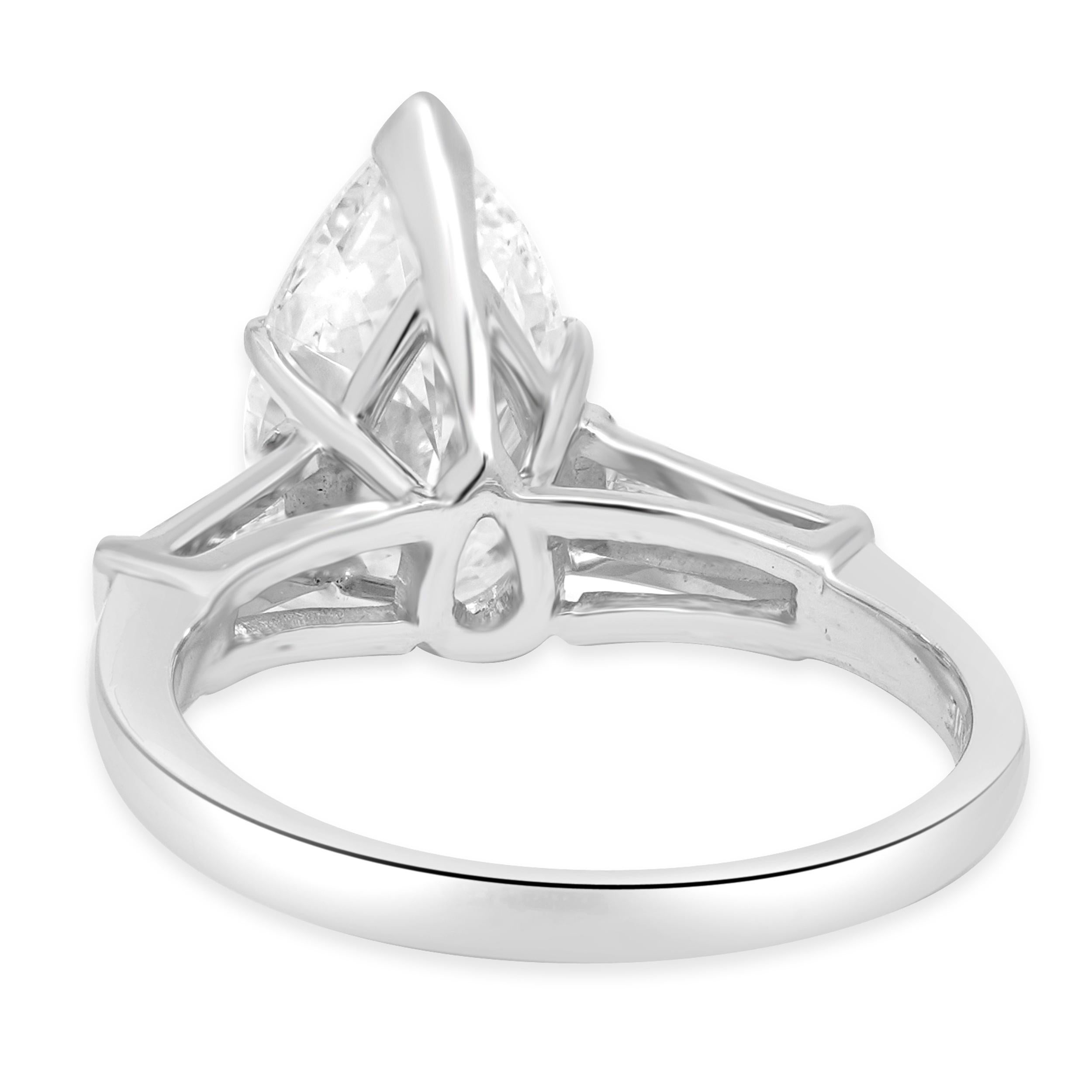 Platinum Pear Cut Diamond Engagement Ring For Sale at 1stDibs