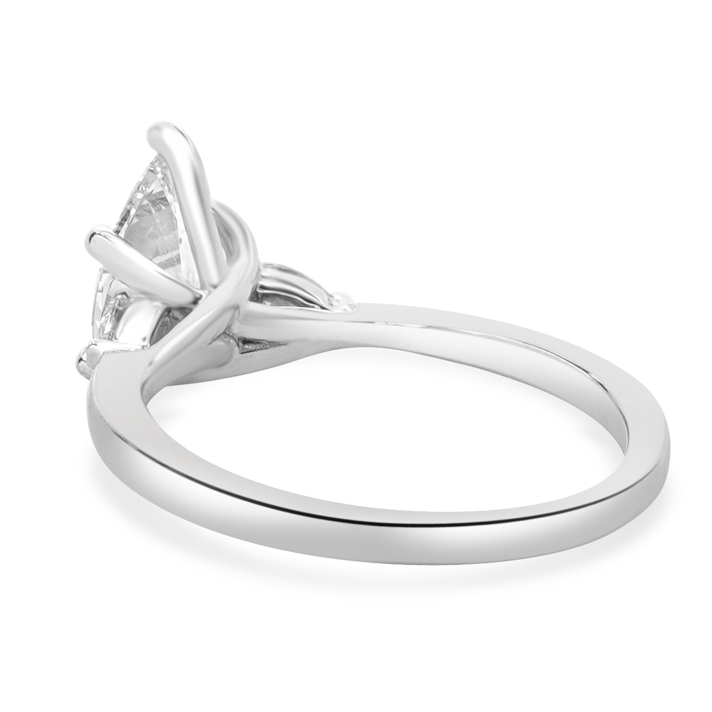 Women's Platinum Pear Cut Diamond Engagement Ring For Sale