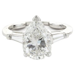 Platinum Pear Cut Diamond Engagement Ring