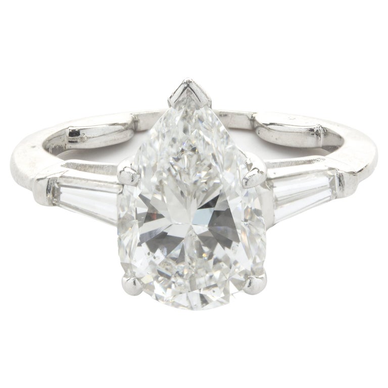 Platinum Pear Cut Diamond Engagement Ring at 1stDibs