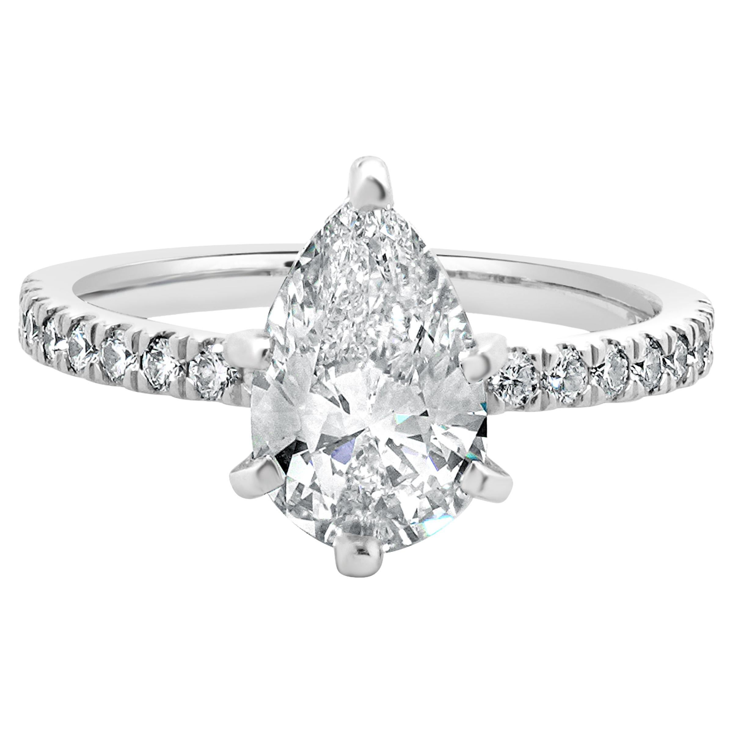 Platinum Pear Cut Diamond Engagement Ring