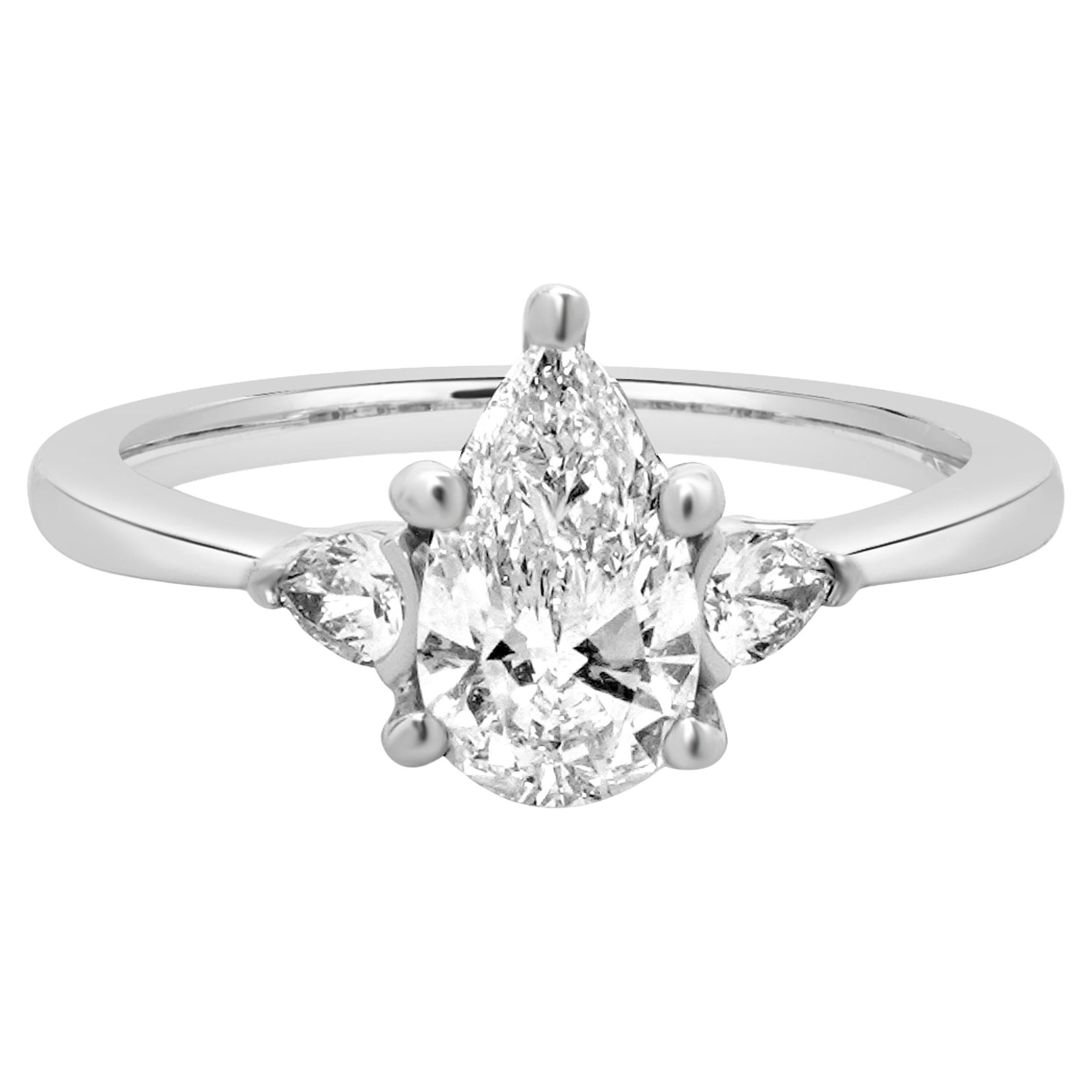 Platinum Pear Cut Diamond Engagement Ring