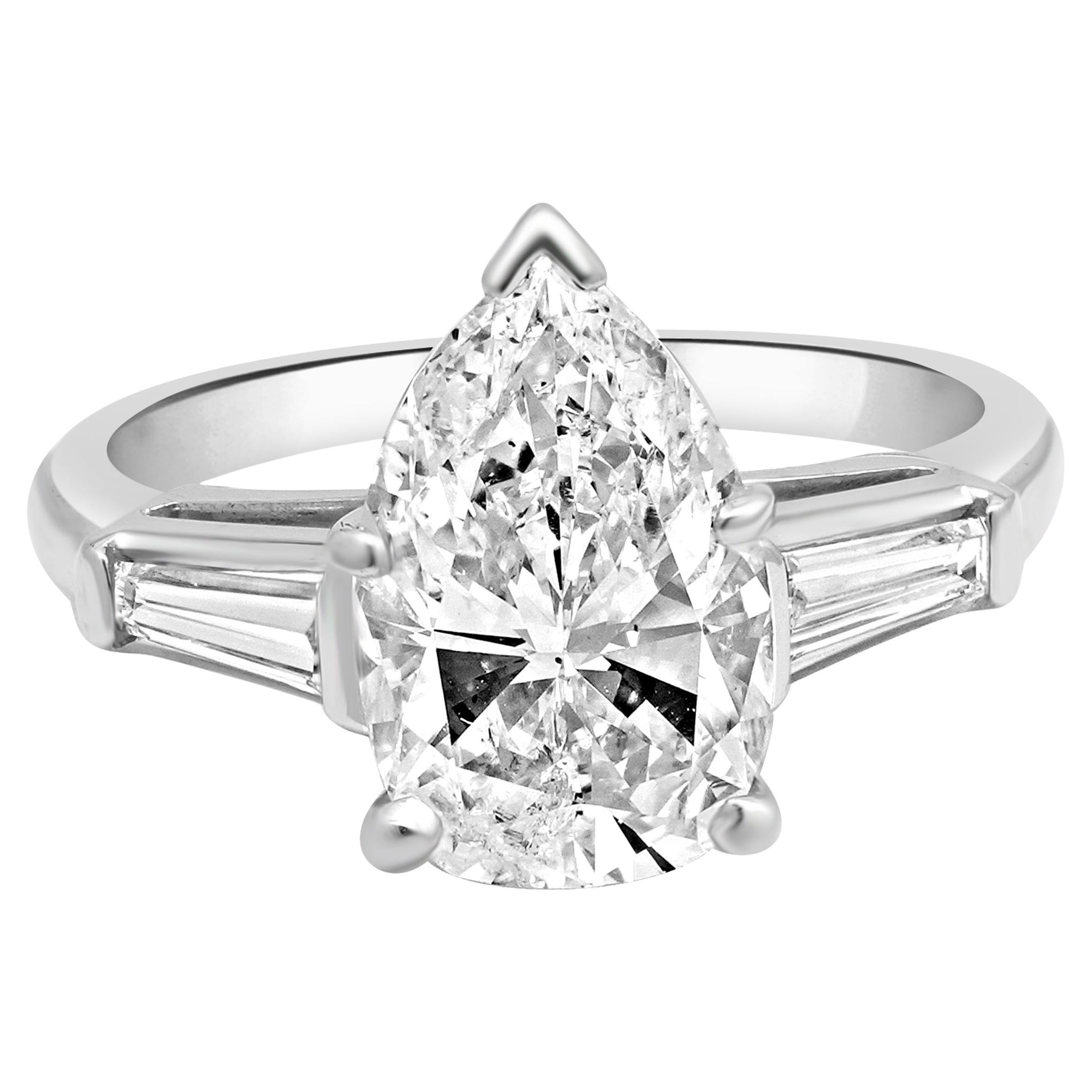 Platinum Pear Cut Diamond Engagement Ring