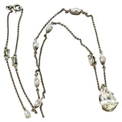 Antique Platinum Pear Drop Diamond Necklace
