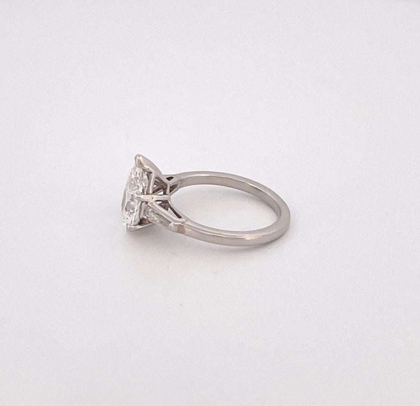 Pear Cut Platinum Pear Shape 3 Stone Engagement Ring For Sale