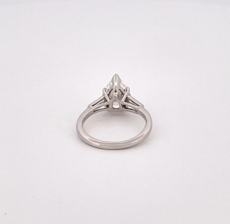 Women's Platinum Pear Shape 3 Stone Engagement Ring For Sale