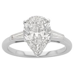 Used Platinum Pear Shape 3 Stone Engagement Ring