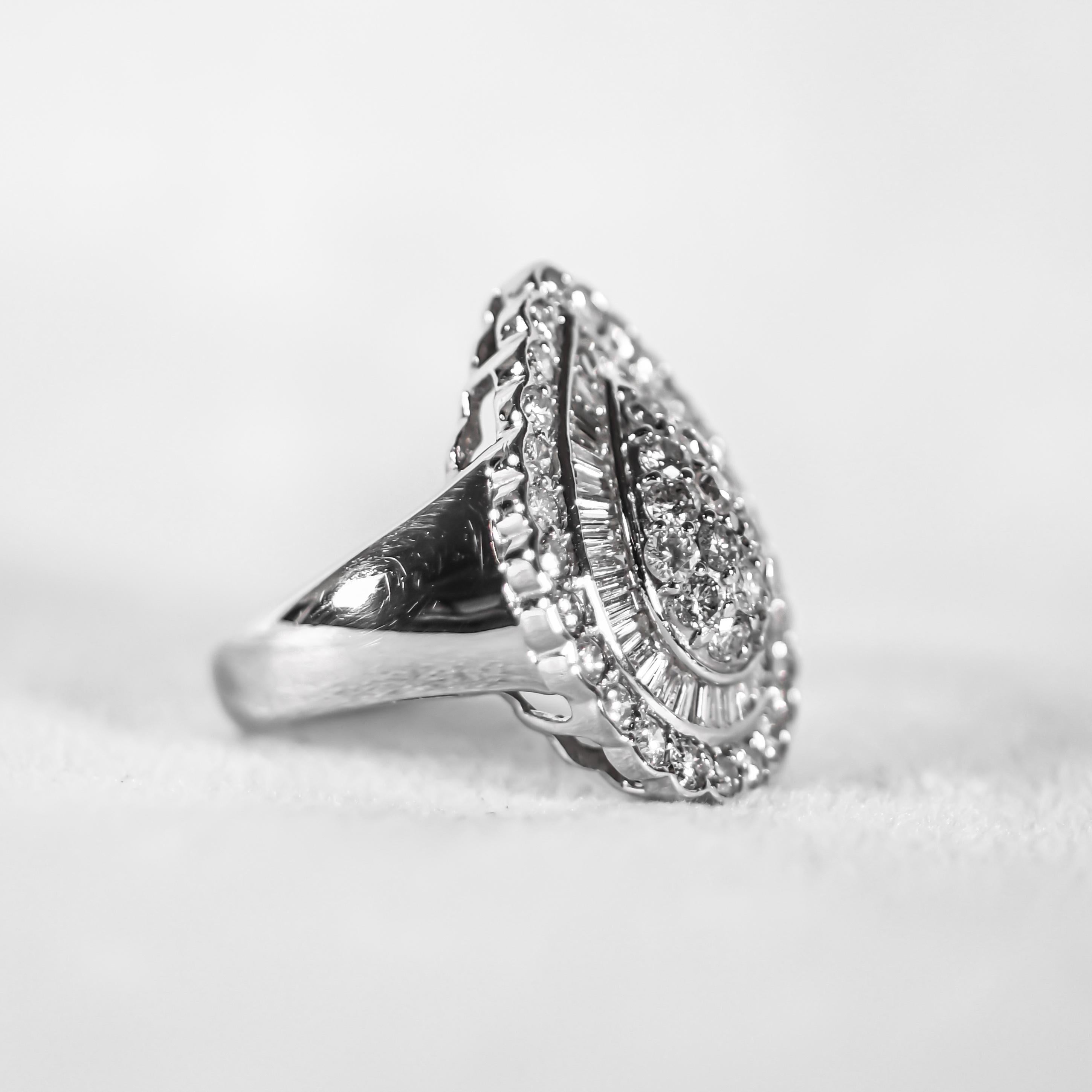 Artisan Platinum Pear Shape Diamond Cluster Ring AIG Milan Certification For Sale