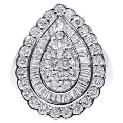 Platinum Pear Shape Diamond Cluster Ring AIG Milan Certification