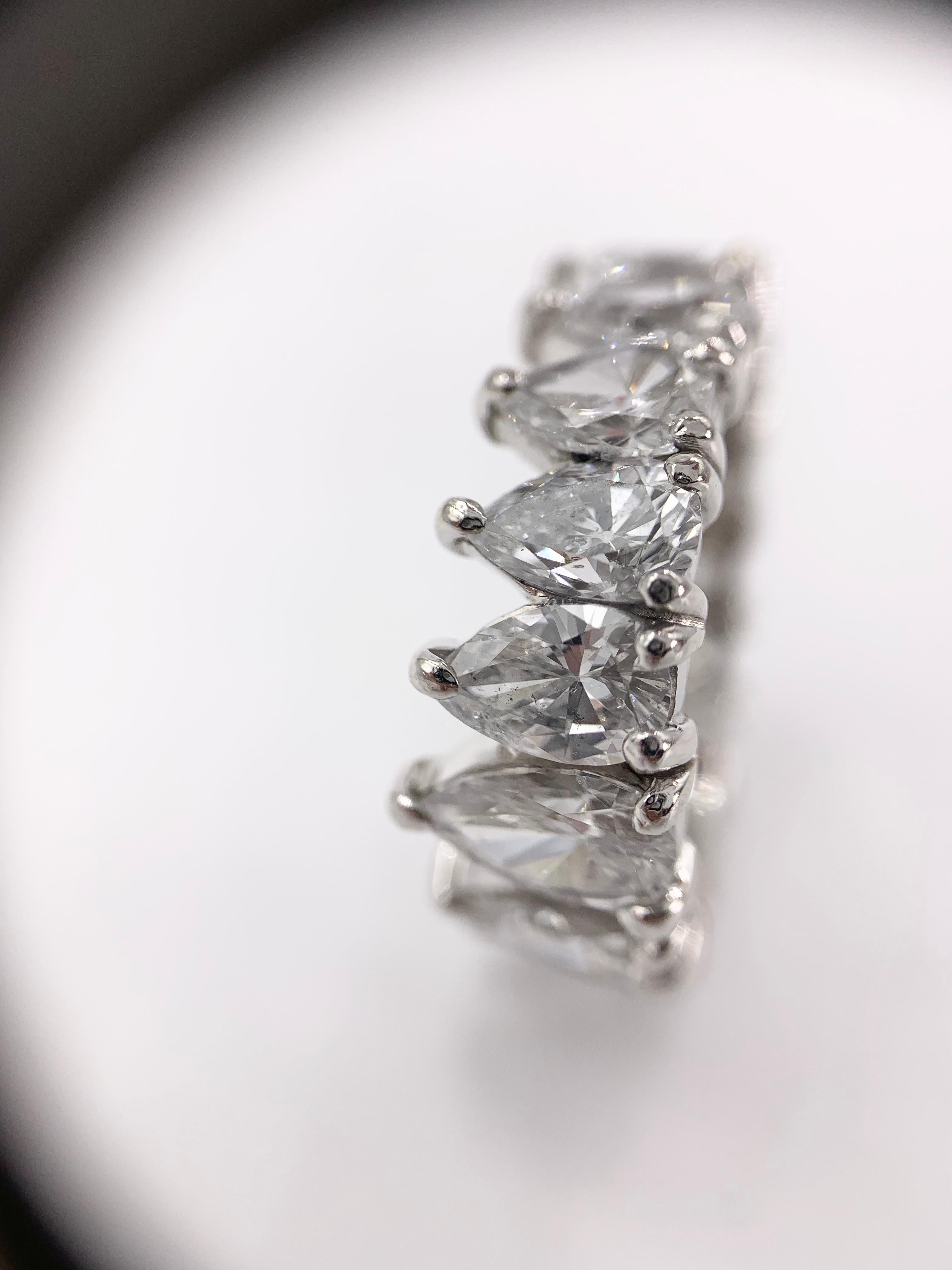 Platinum Pear Shape Diamond Eternity Band Ring For Sale 2