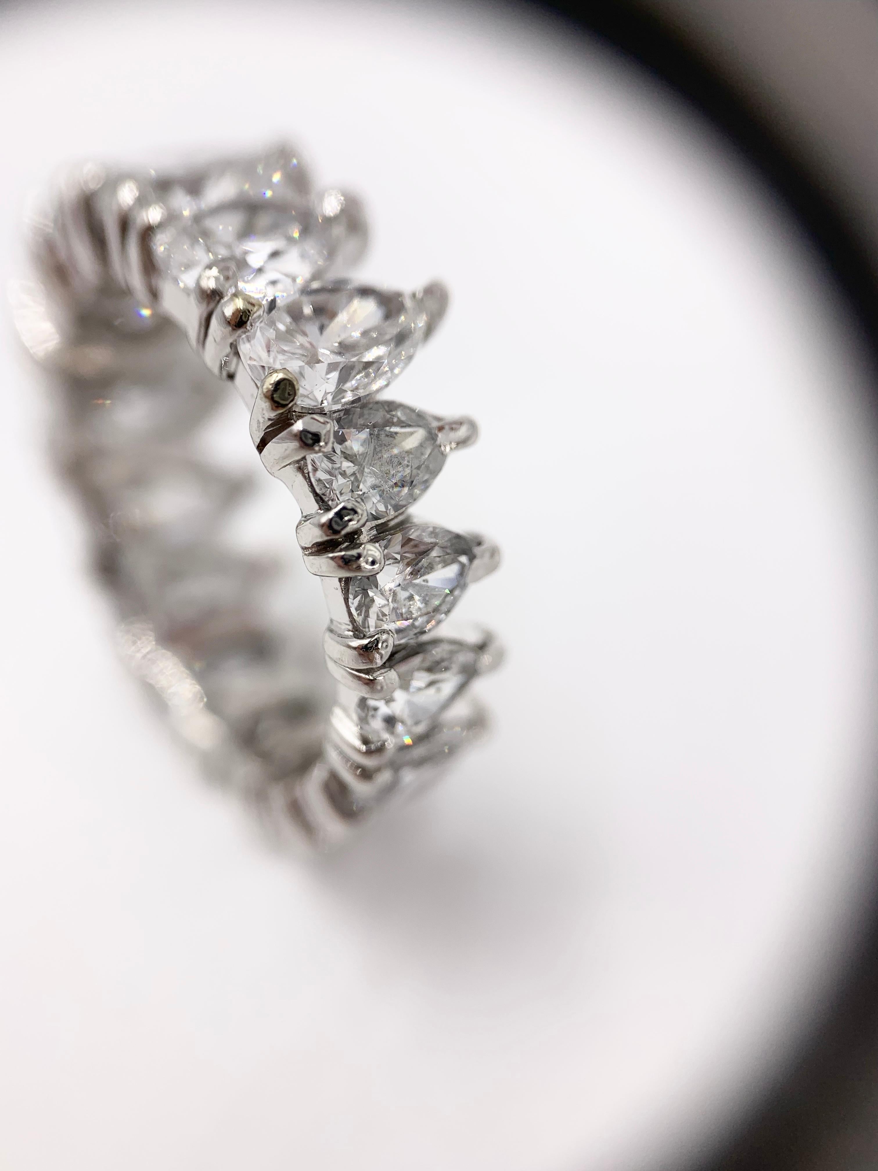 Platinum Pear Shape Diamond Eternity Band Ring For Sale 3