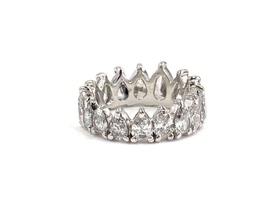 Platinum Pear Shape Diamond Eternity Band Ring In Good Condition For Sale In Pikesville, MD