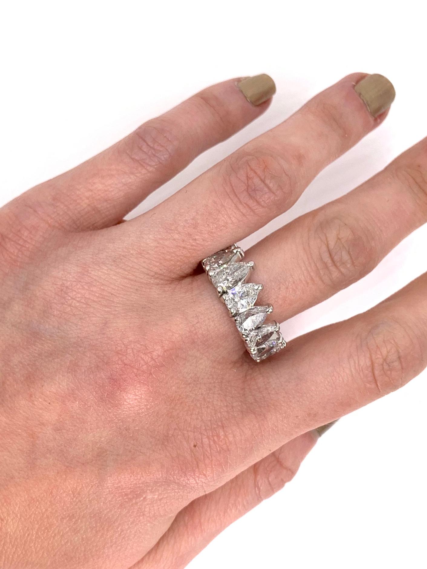 Pear Cut Platinum Pear Shape Diamond Eternity Band Ring For Sale