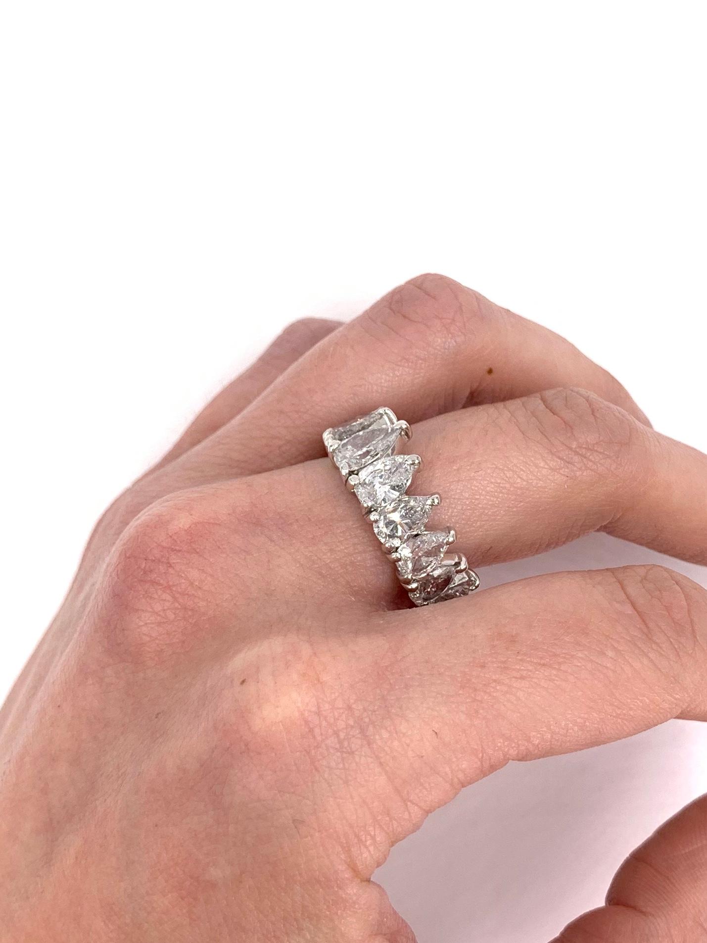 Platinum Pear Shape Diamond Eternity Band Ring For Sale 1