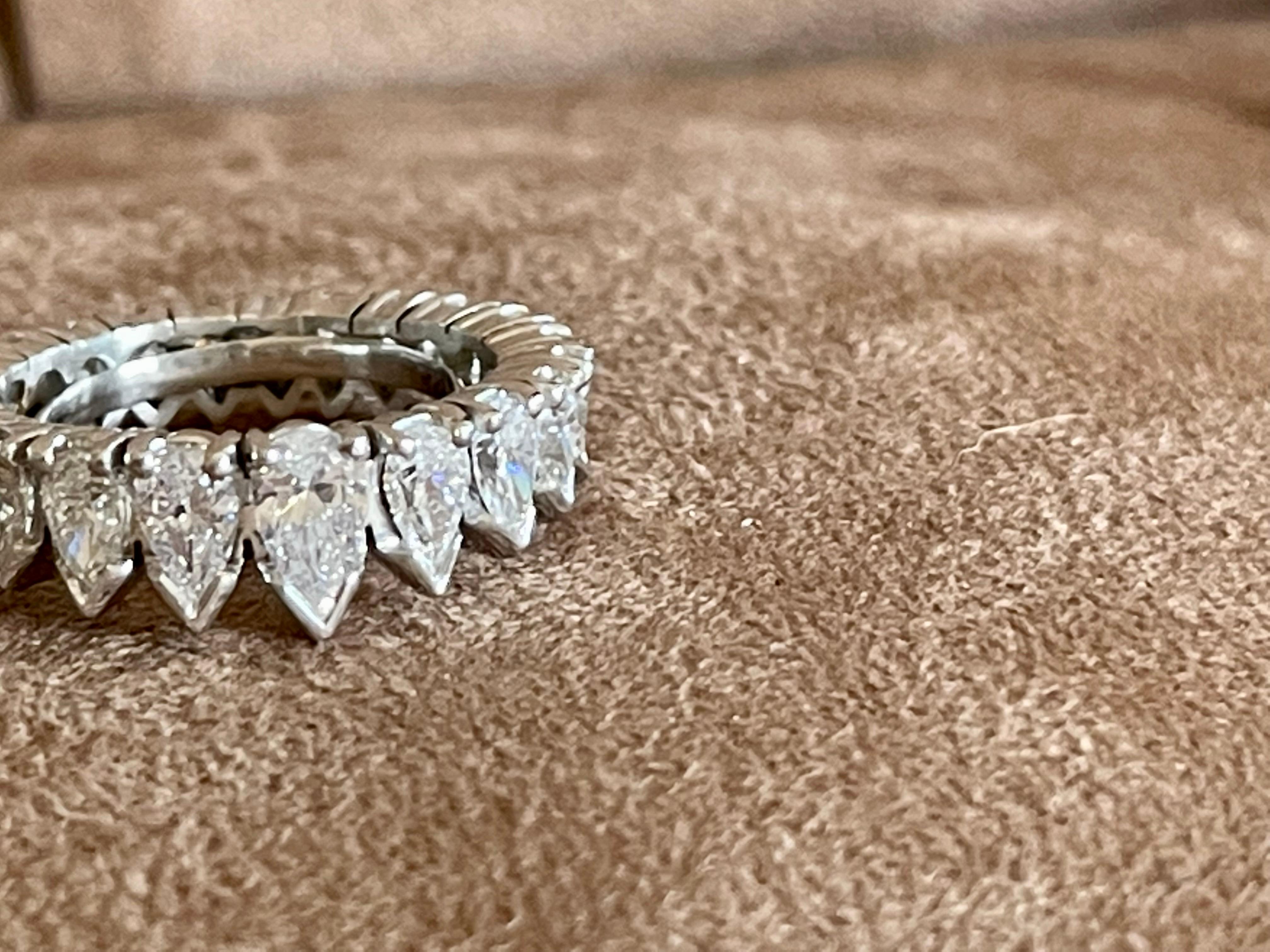 Platinum Pear Shape Diamond Eternity Ring 4.20 ct For Sale 2