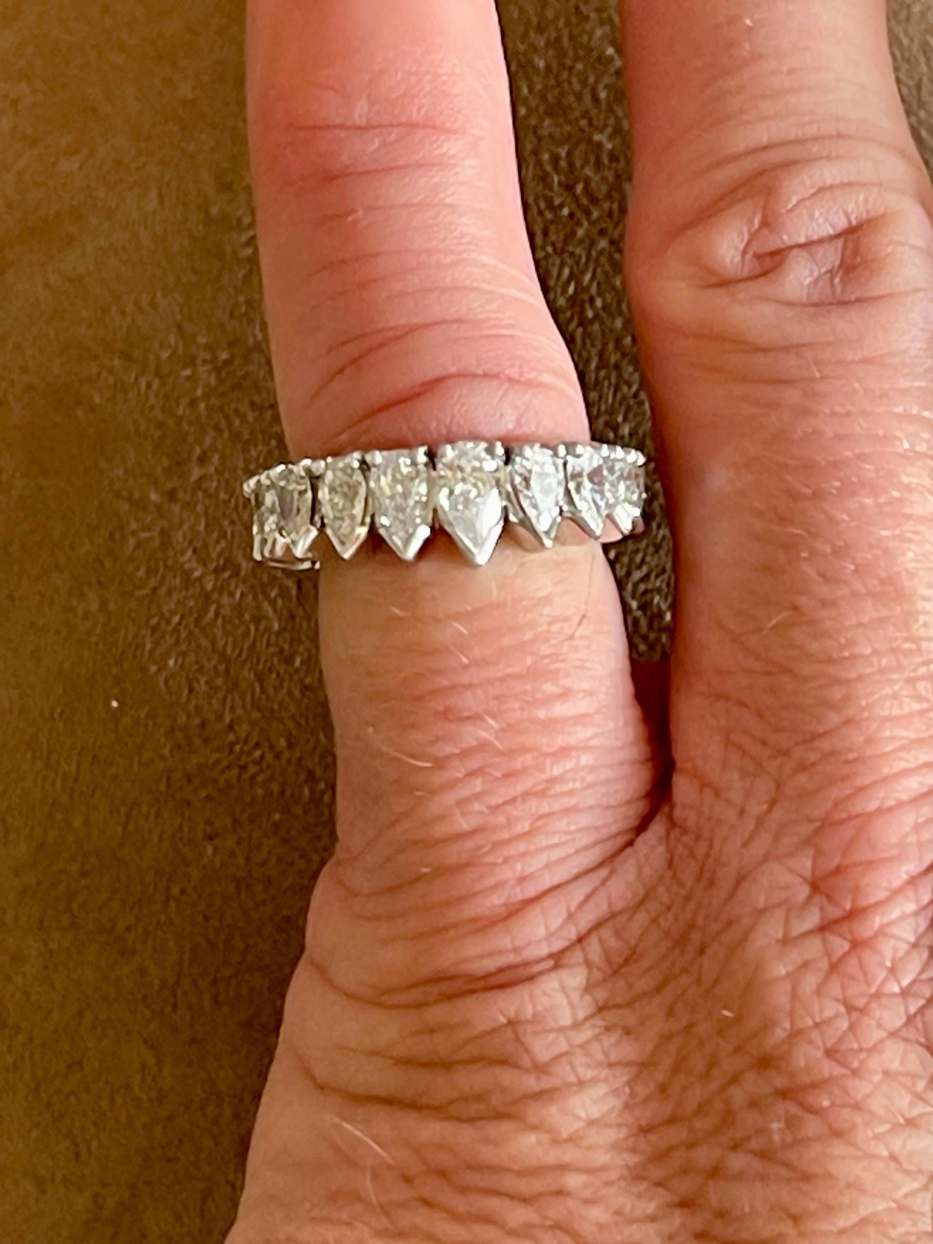 Platinum Pear Shape Diamond Eternity Ring 4.20 ct For Sale 5