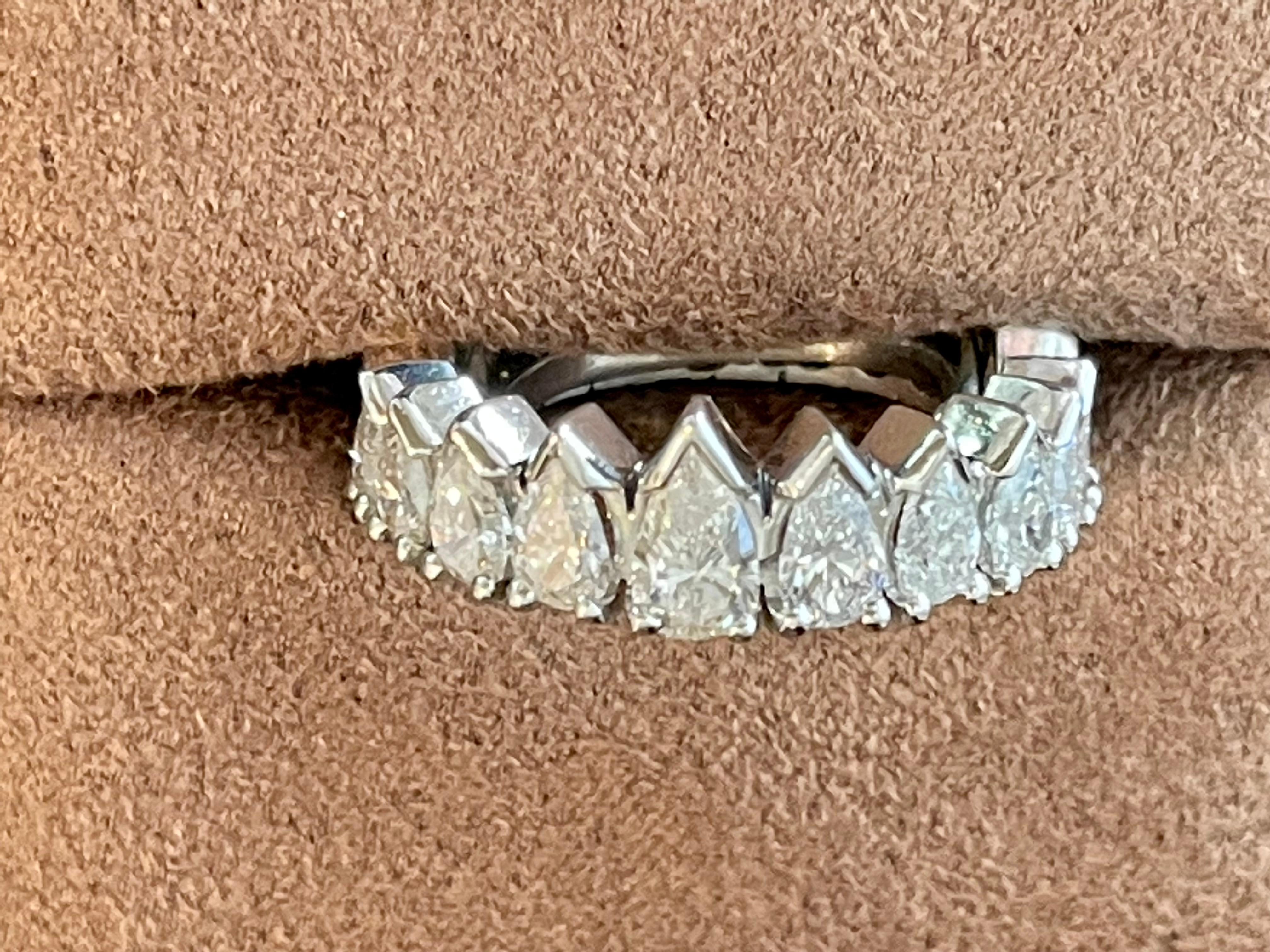 Contemporary Platinum Pear Shape Diamond Eternity Ring 4.20 ct For Sale
