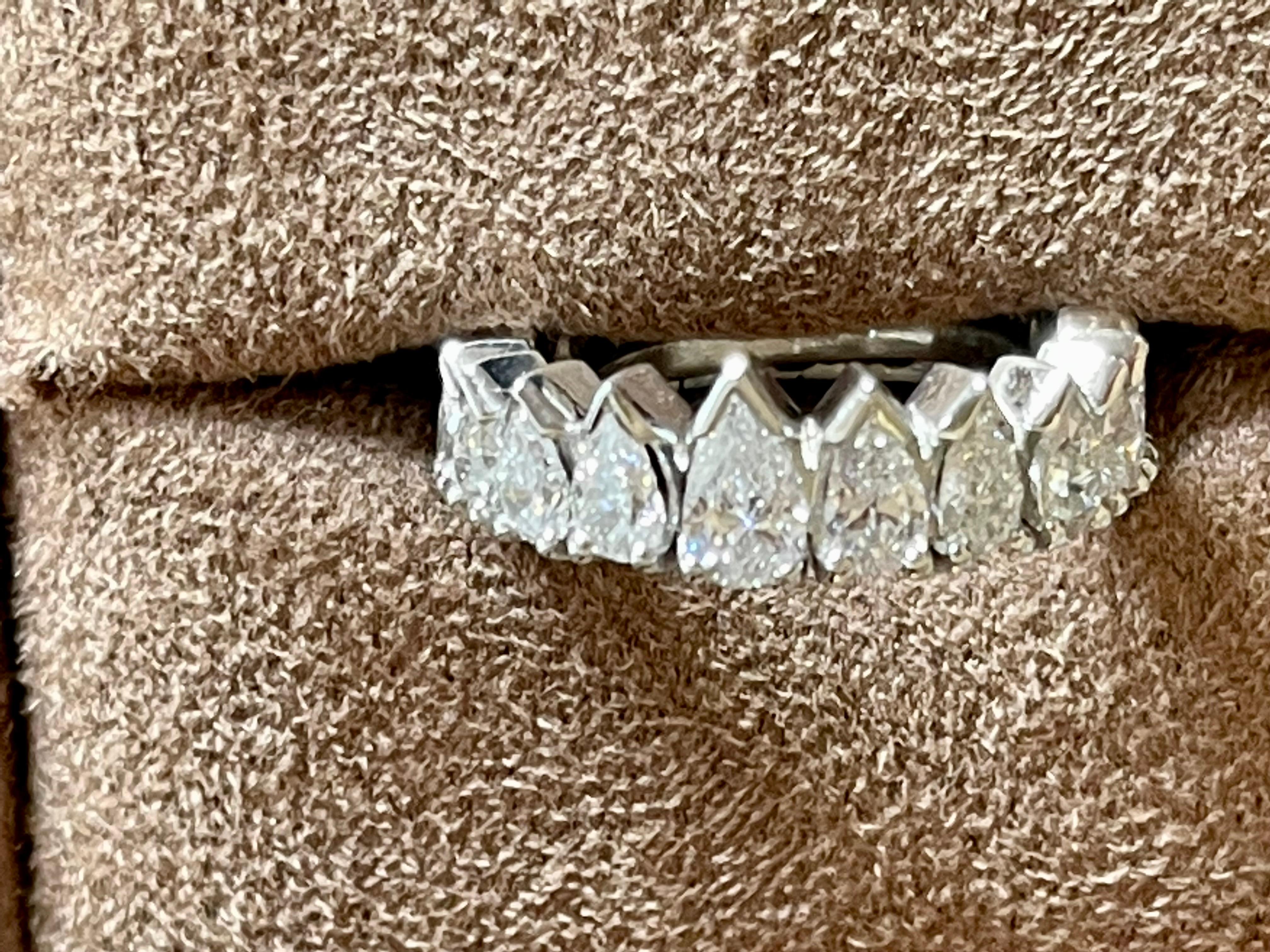 Pear Cut Platinum Pear Shape Diamond Eternity Ring 4.20 ct For Sale