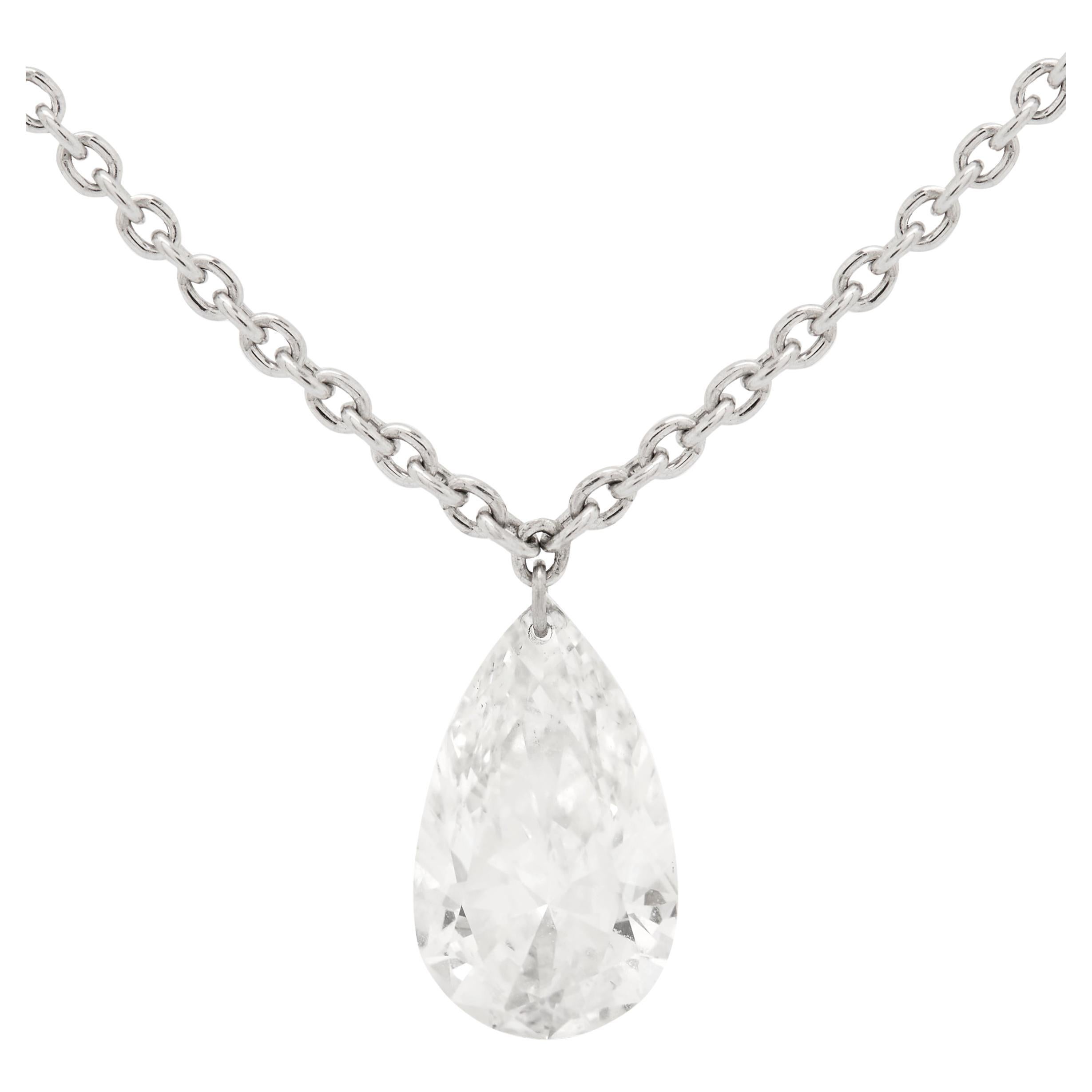 Platinum pear shape single Diamond pendant