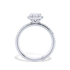 Platinum Pear Shaped Diamond and Pave Engagement Ring