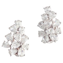 Platinum Pear-Shaped Diamond Cluster Earclips