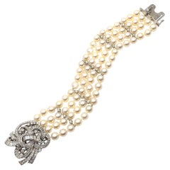 Platinum, Pearl and Diamond Bracelet