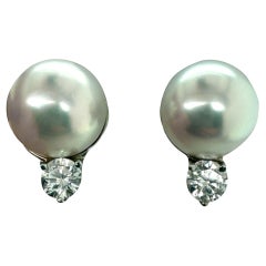 Platin Perlen & Diamant Tropfen Ohrringe