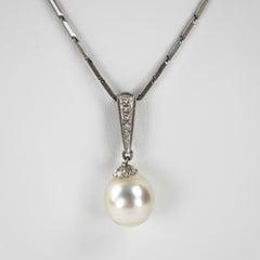 Platinum Pearl & Diamond Necklace 15.6g