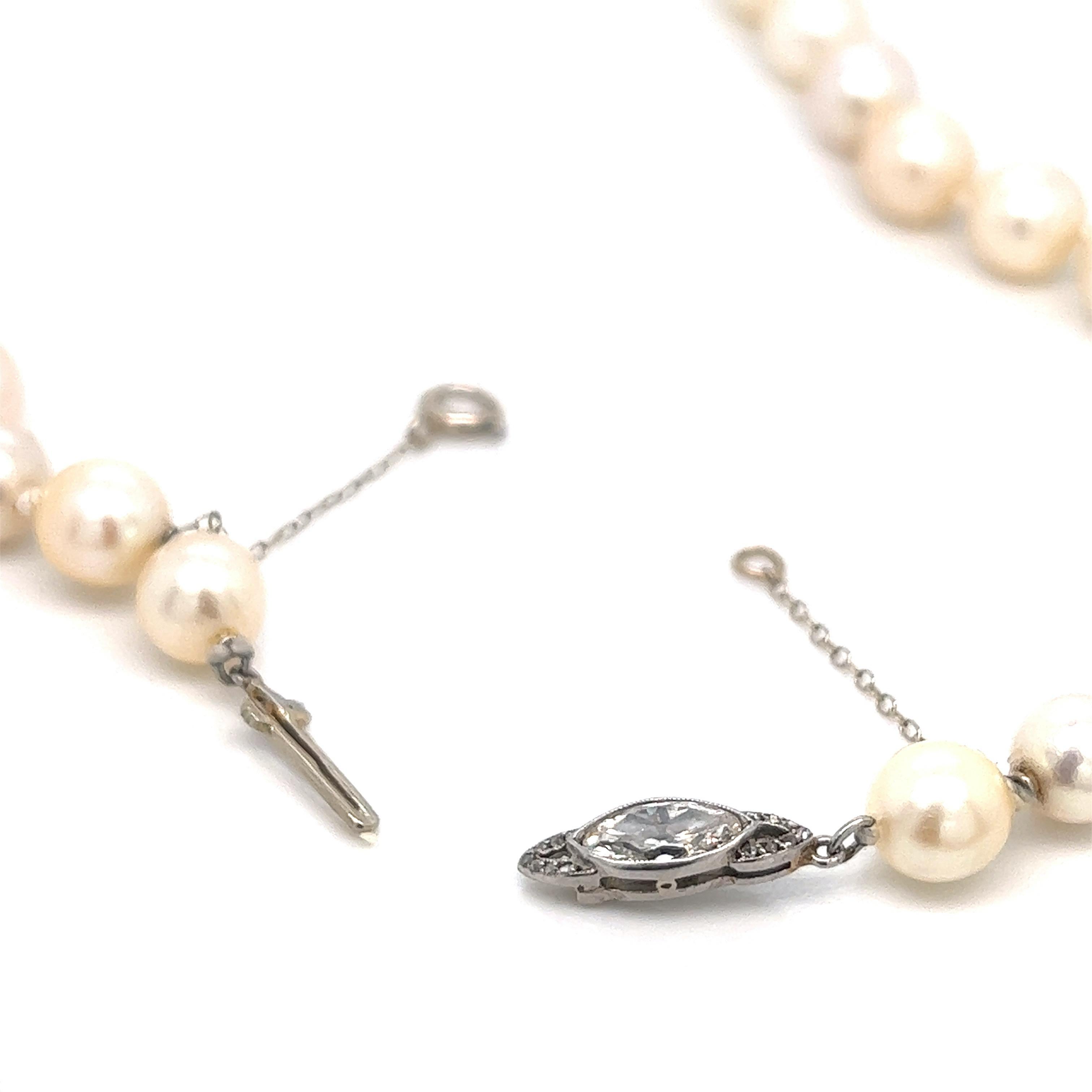 Platinum Pearl Diamond Necklace In Excellent Condition For Sale In New York, NY