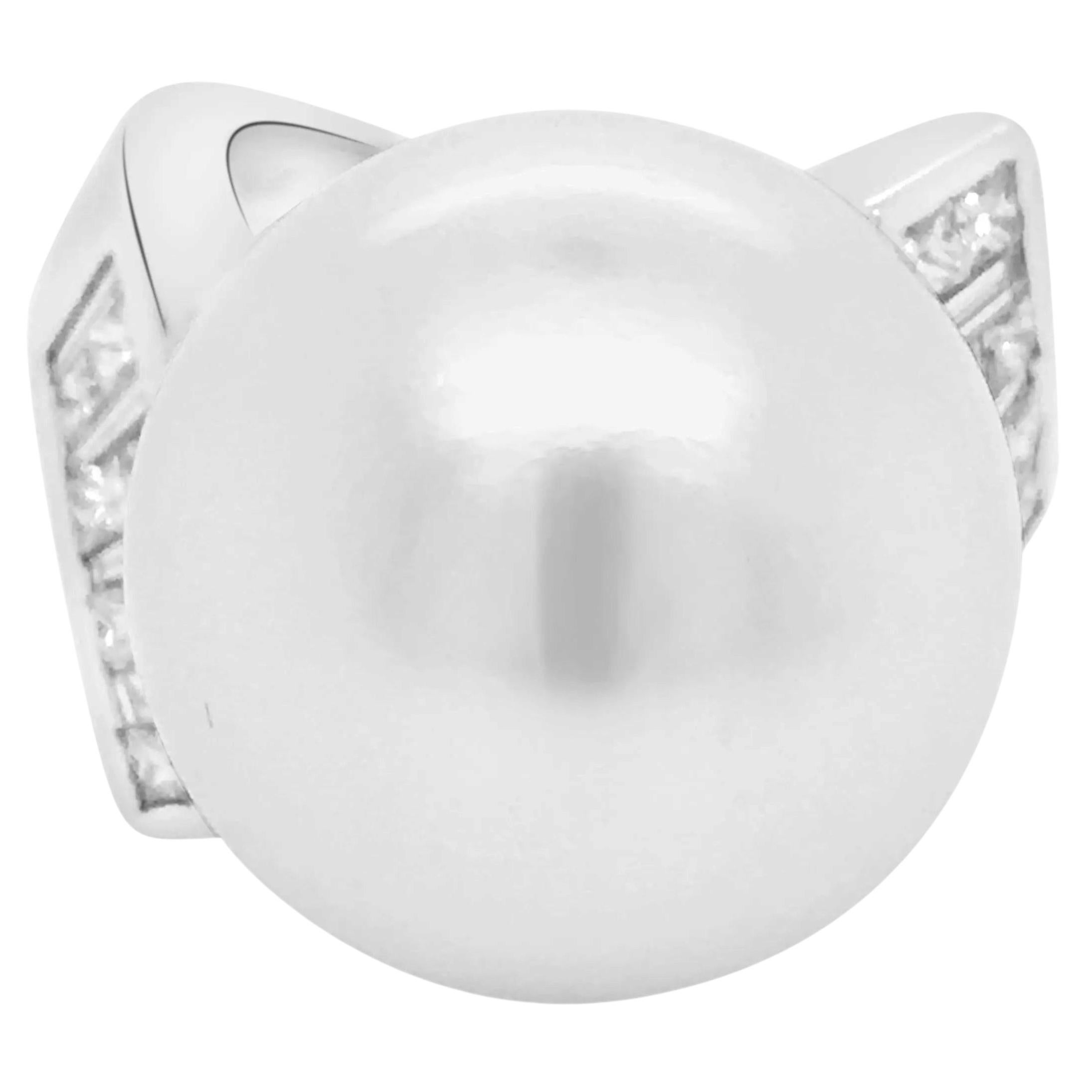 Platinum Pearl Diamond Ring For Sale