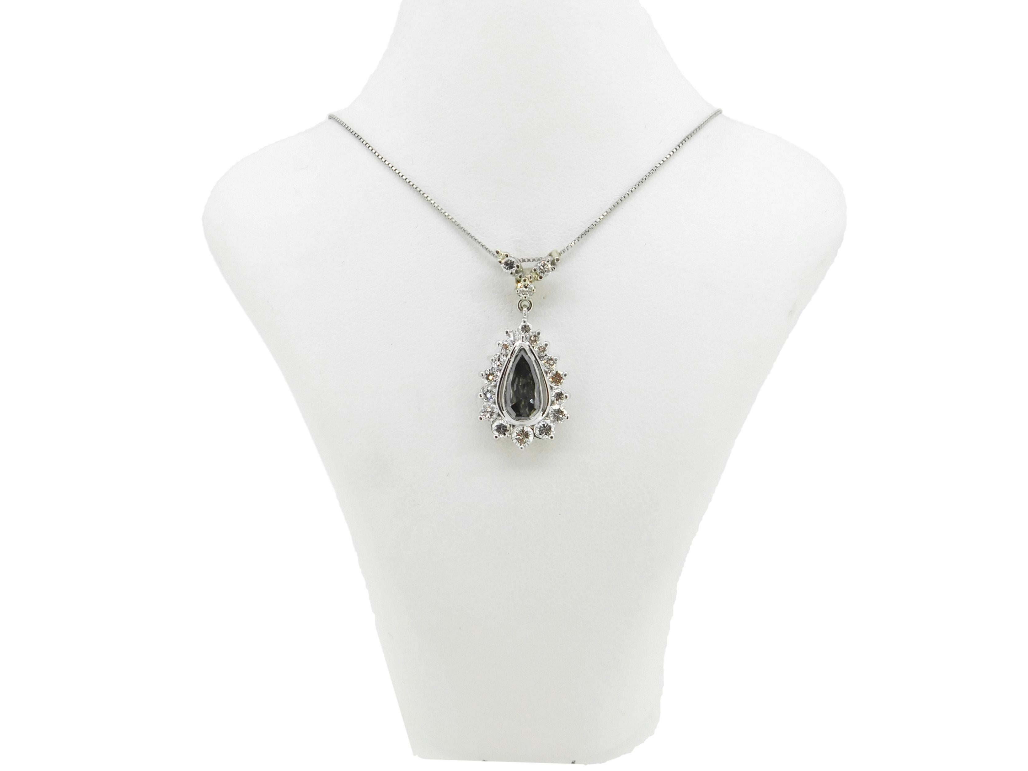 Platinum Pendant 1 Carat Fancy Gray Genuine Natural Diamond GIA Report '#J4654' For Sale 2
